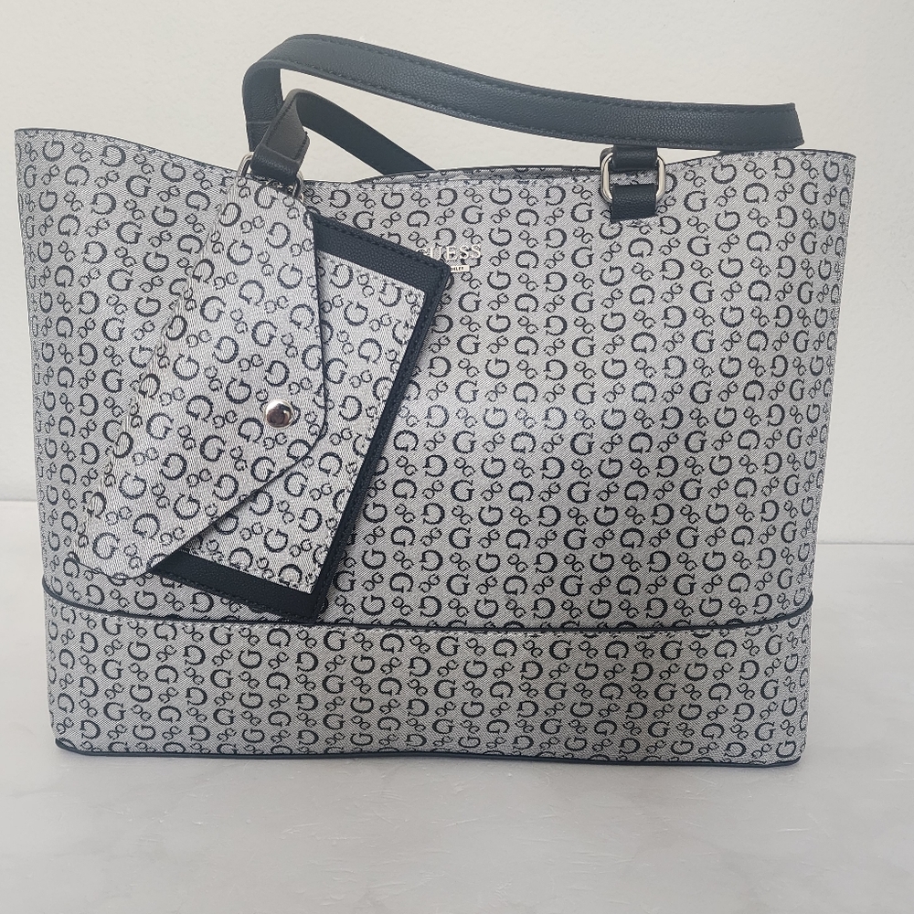 GUESS CIRCLEWOOD TOTE BAG WITH CARD HOLDER